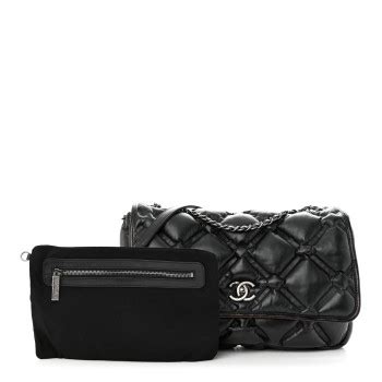 CHANEL Calfskin Quilted Large Chesterfield Flap Black 1522813 